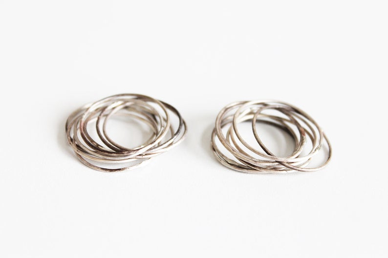 8 u 1 // Set of 8 tiny silver unisex ring