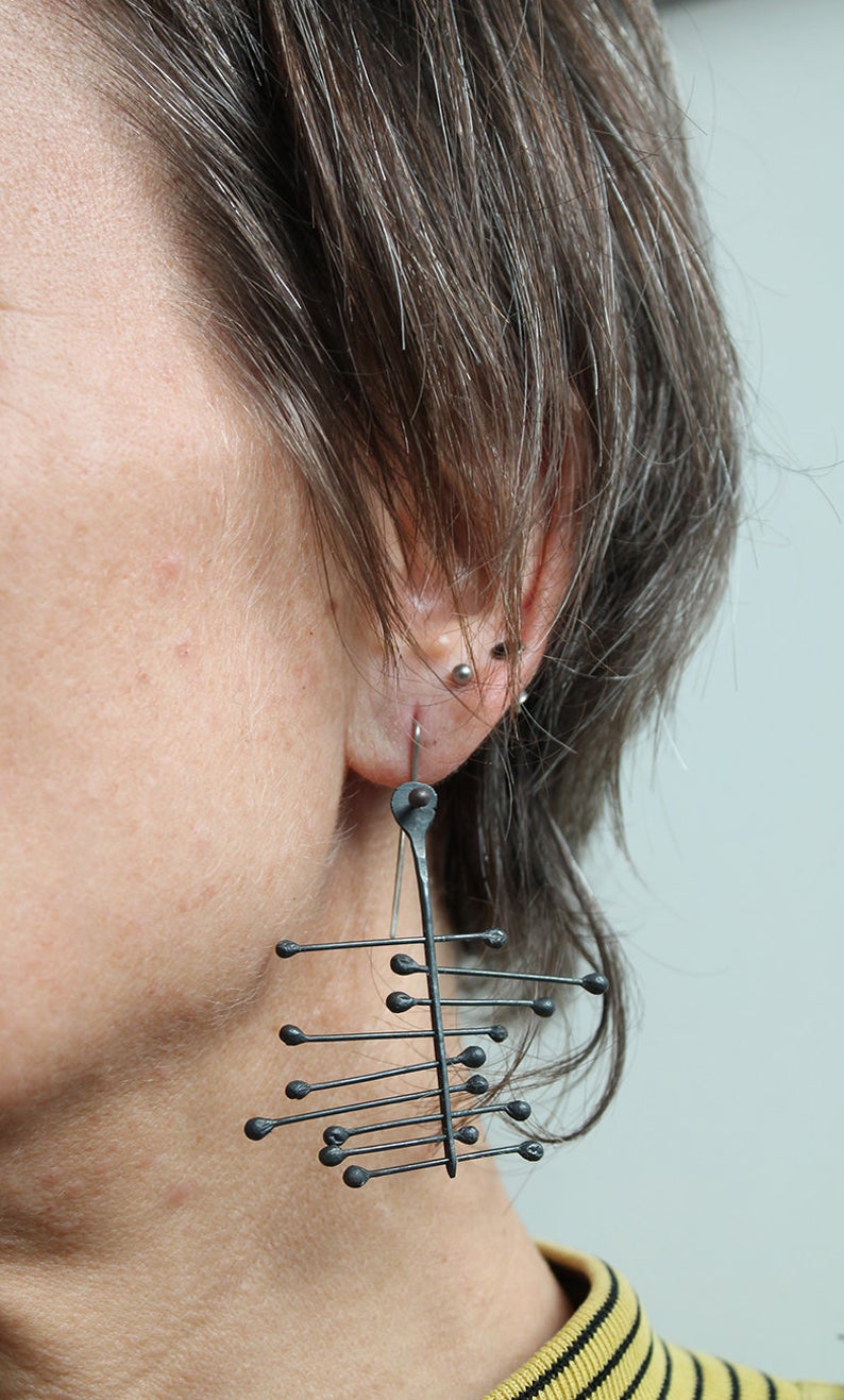 Big Silver dangle Earrings / silver variations