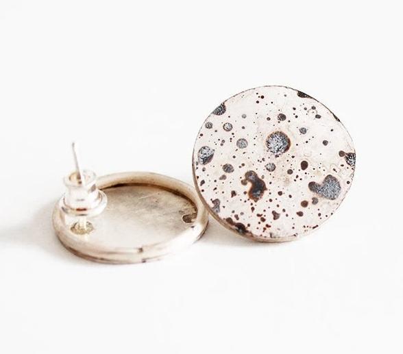 Bold Silver Statement studs / black, white or sprayed variation