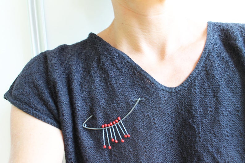 Black Silver Red Pin