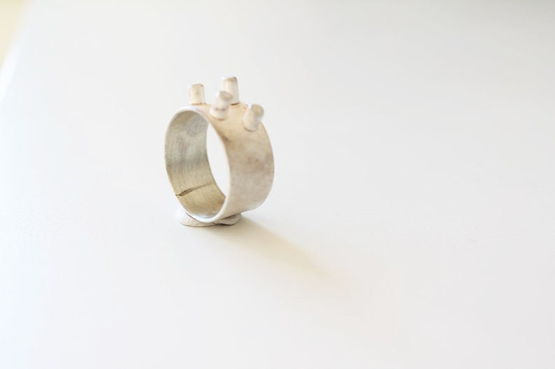 Bold silver spike ring