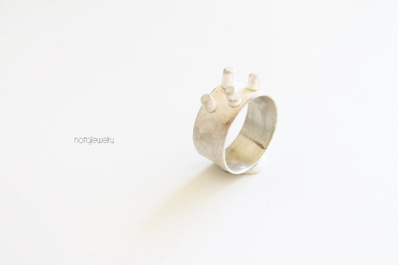 Bold silver spike ring