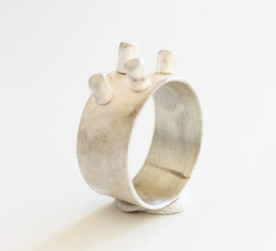 Bold silver spike ring