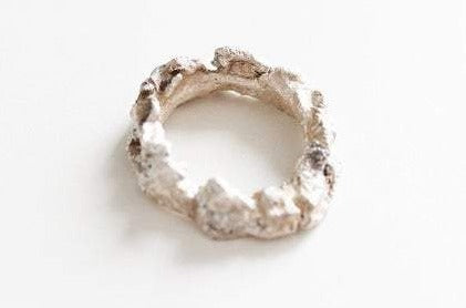 Unique Textured Raw White Silver Ring