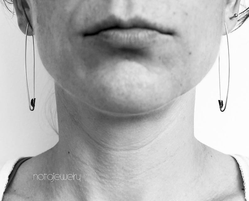 Silver Pins Earrings // raw silver or black silver