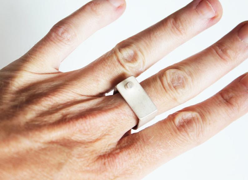 White Silver Modern Unisex Ring