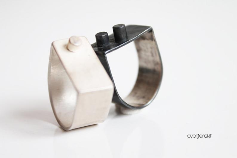 White Silver Modern Unisex Ring