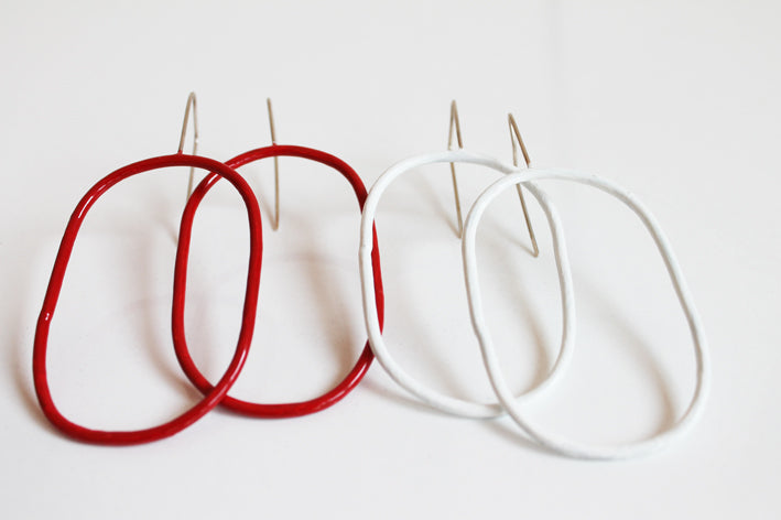 Big Minimal Red Earrings for Women