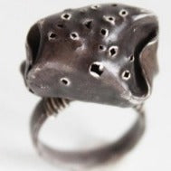 Black Silver Sculptural Unique Ring