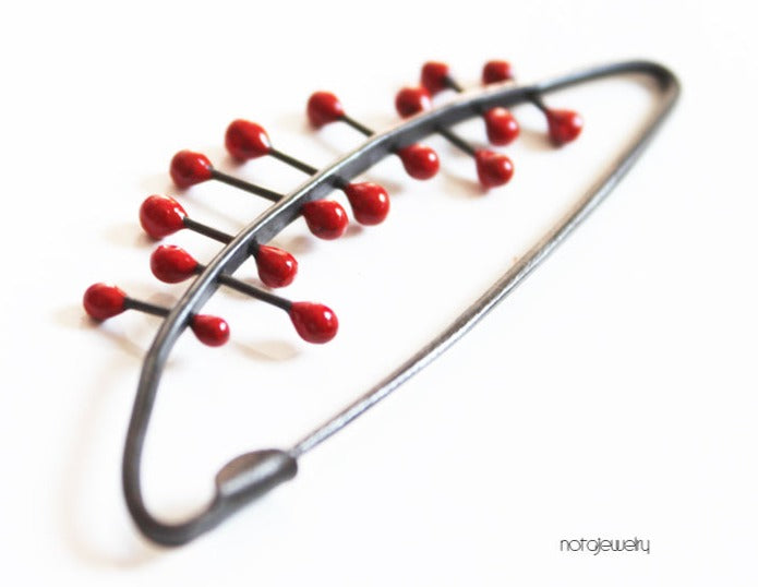Black Red Modern Silver Pin