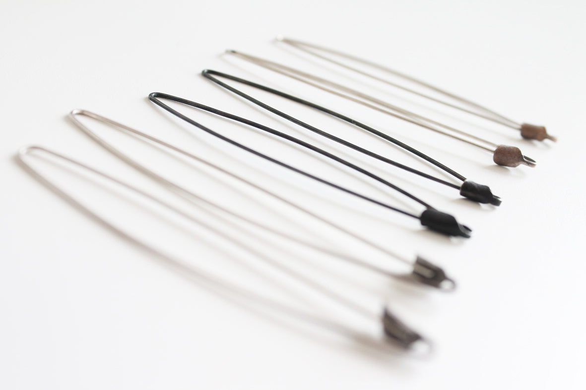 Silver Pins Earrings // raw silver or black silver