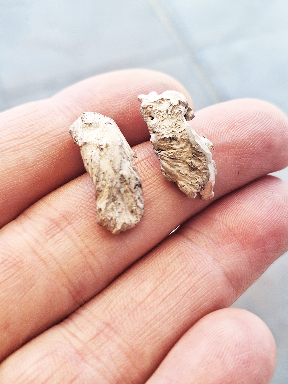 Unique mixed metal textured earrings / Angel's wings
