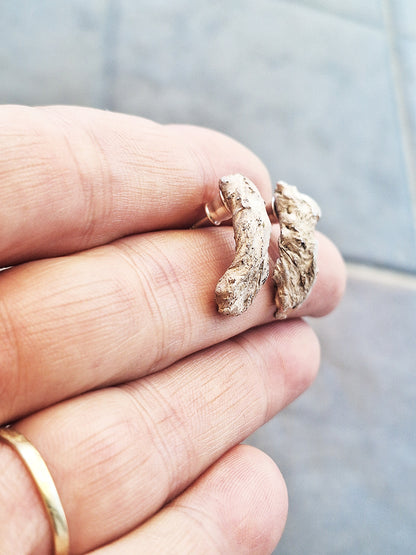 Unique mixed metal textured earrings / Angel's wings