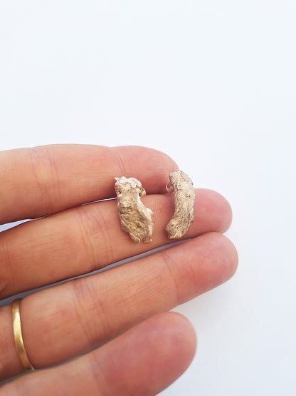 Unique mixed metal textured earrings / Angel's wings