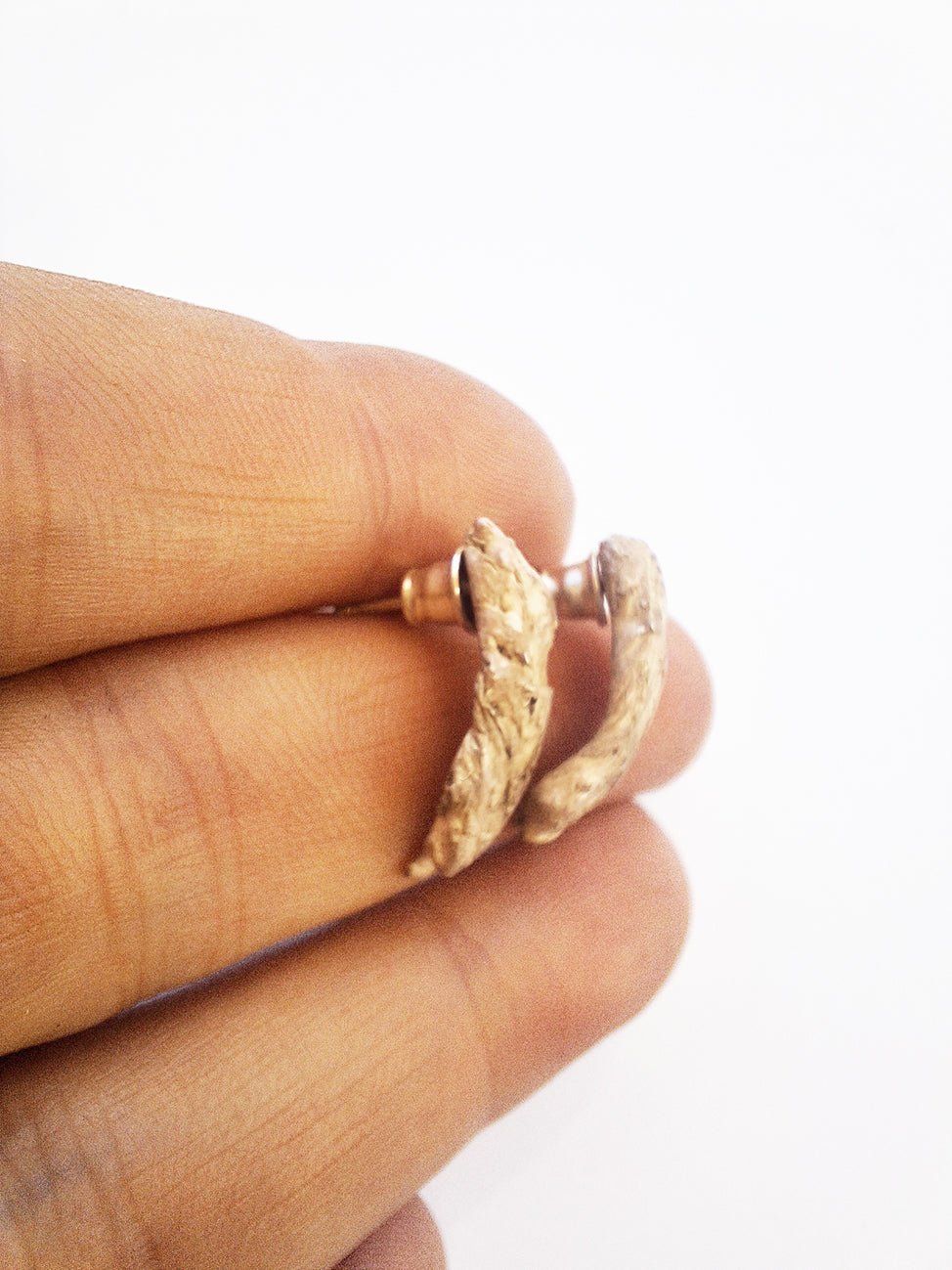 Unique mixed metal textured earrings / Angel's wings