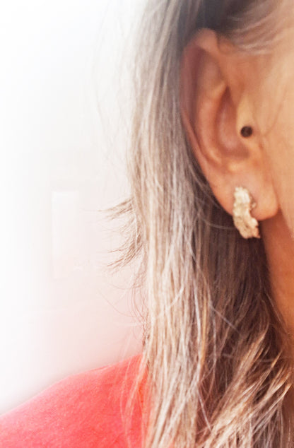 Unique mixed metal textured earrings / Angel's wings