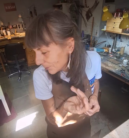 Long light silver dangle earrings / White or Black silver  +  Brass ✻