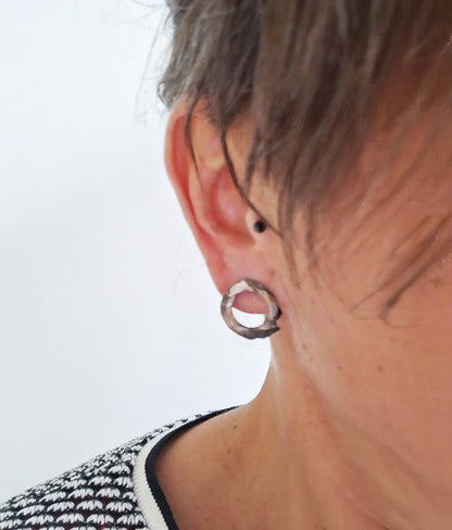 Unique Silver Textured Earrings