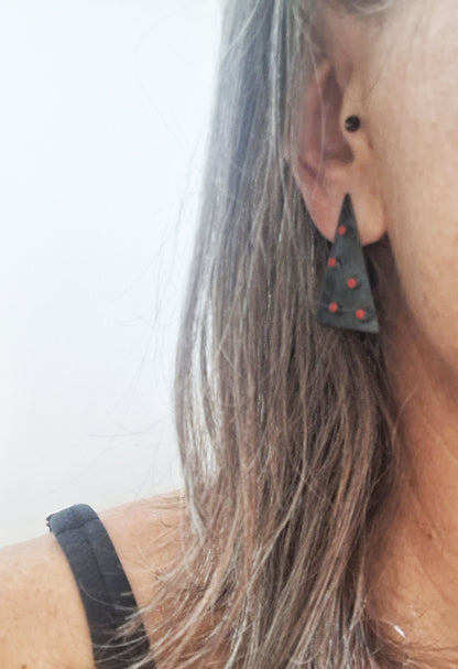 Bold edgy silver earrings / TriAngle