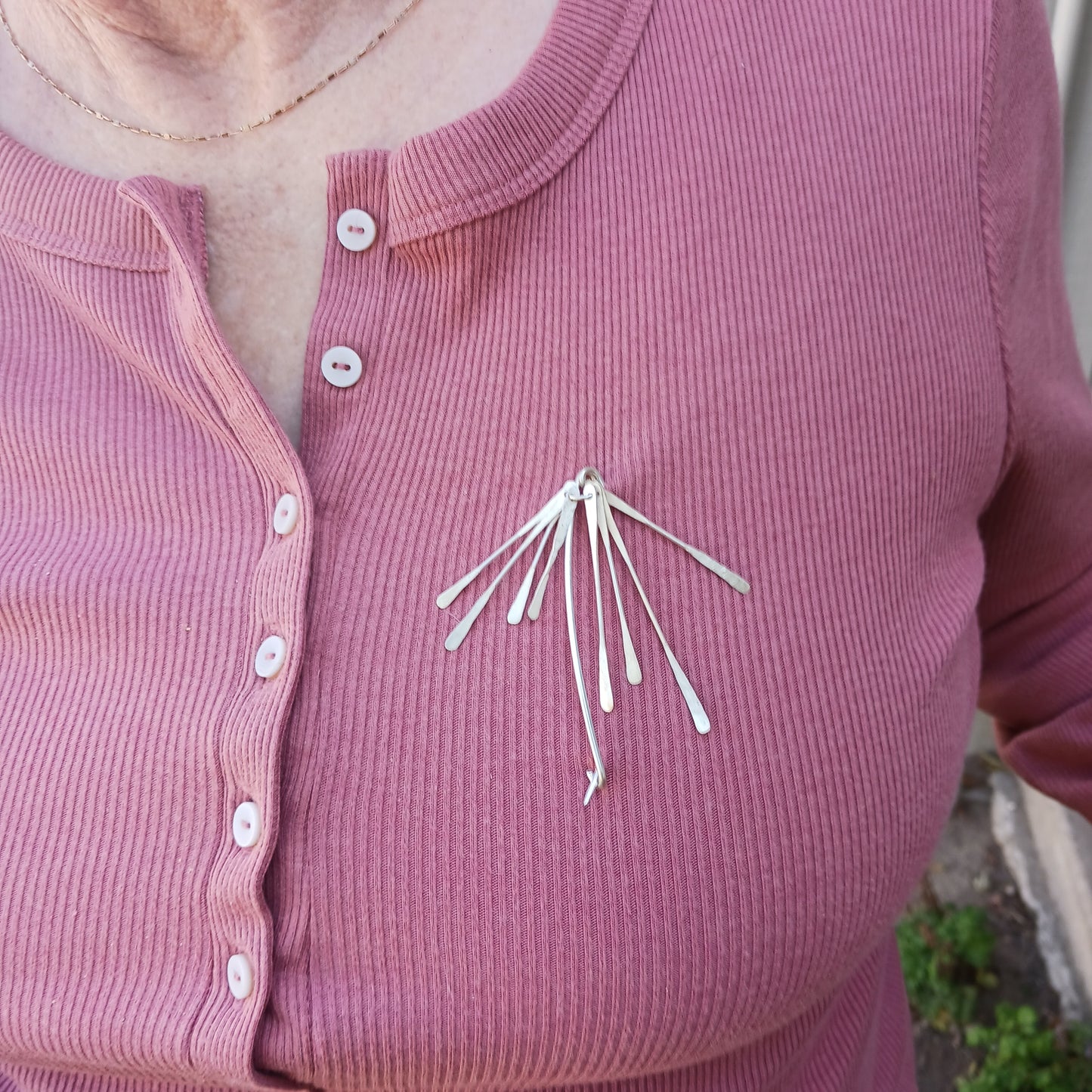 Bold modular silver brooch pin / Black or white