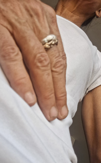 Unique white silver unisex ring