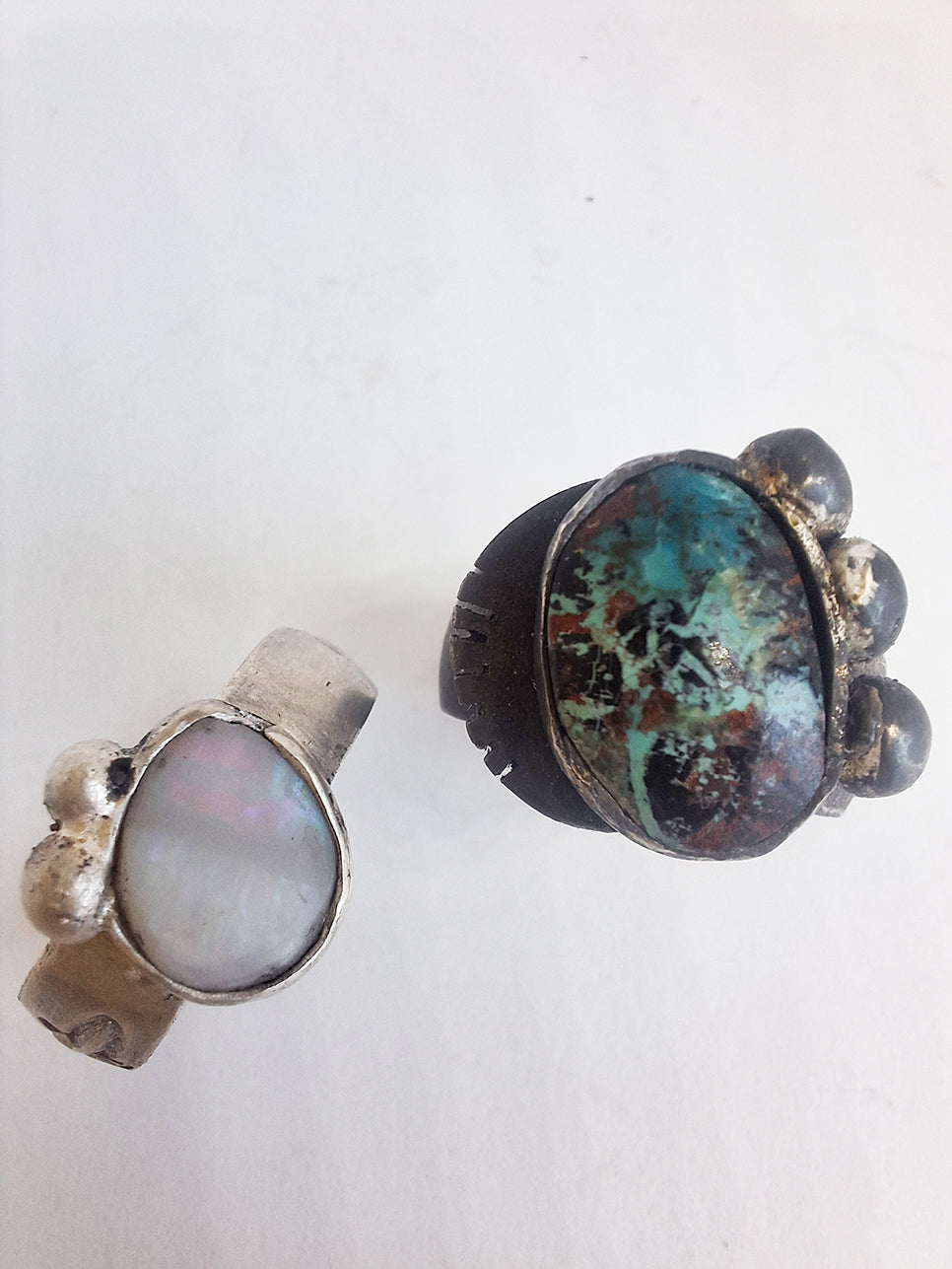 Black silver unique ring / Australian turquoise