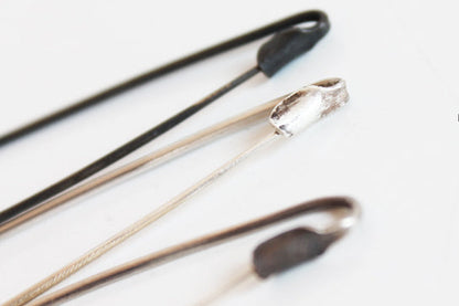 Big Minimal Silver safety pin / Black or plain Silver