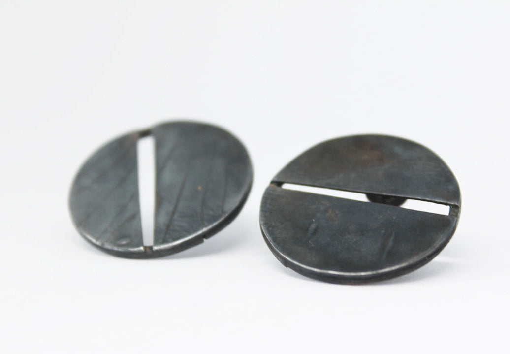 Black silver unique earrings