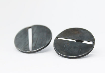 Black silver unique earrings