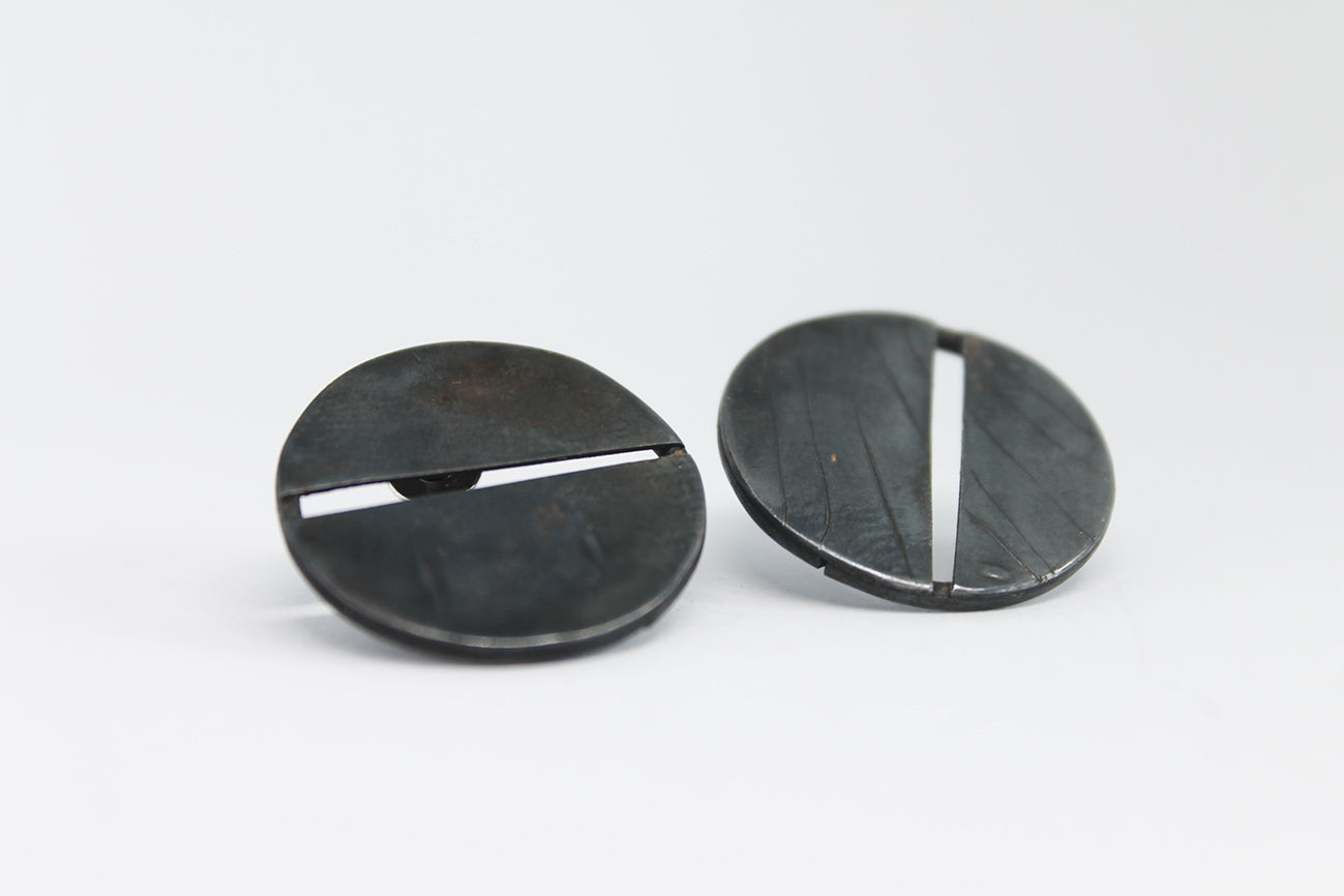 Black silver unique earrings