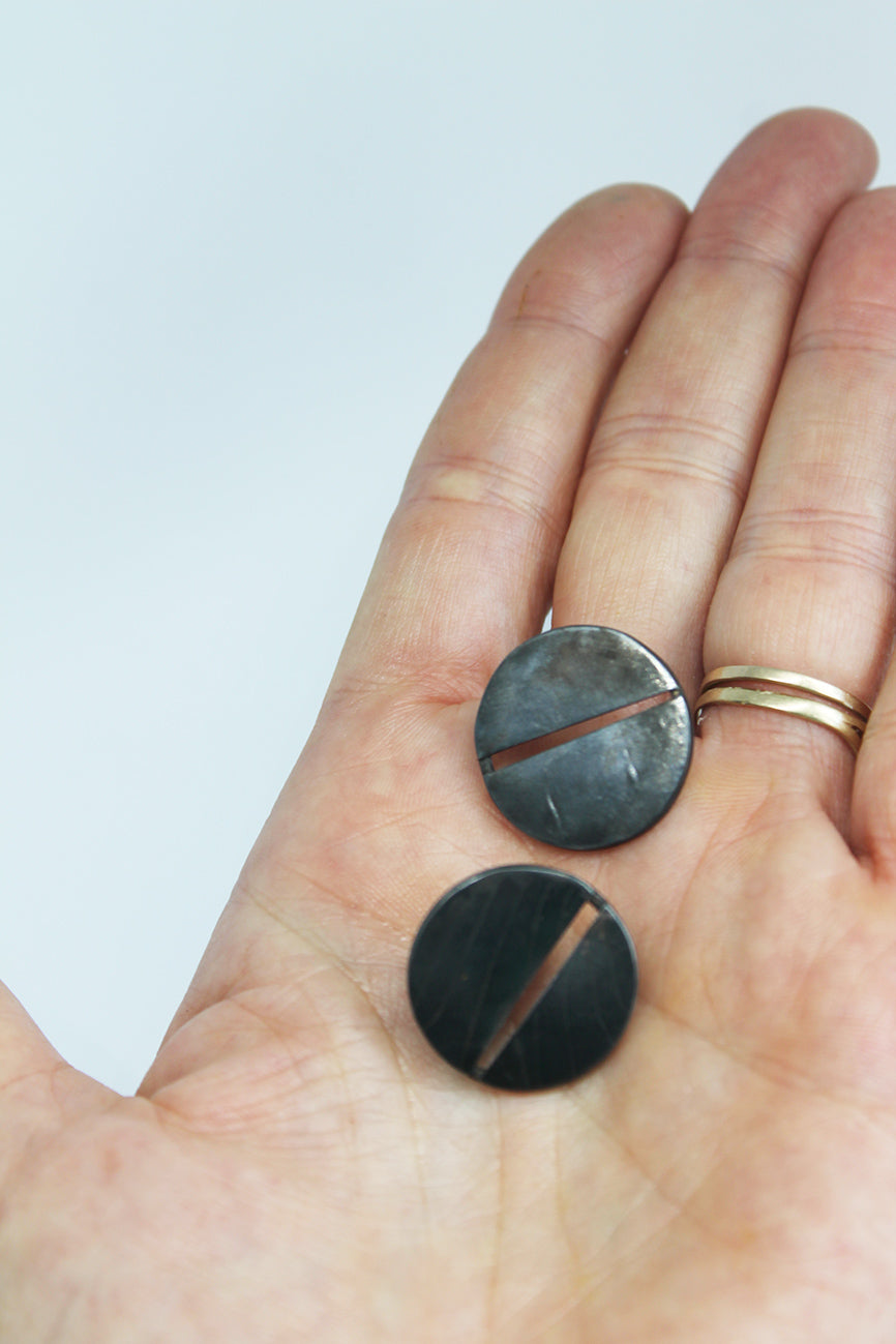 Black silver unique earrings