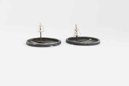 Black silver unique earrings