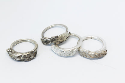 Big bold silver unique ring