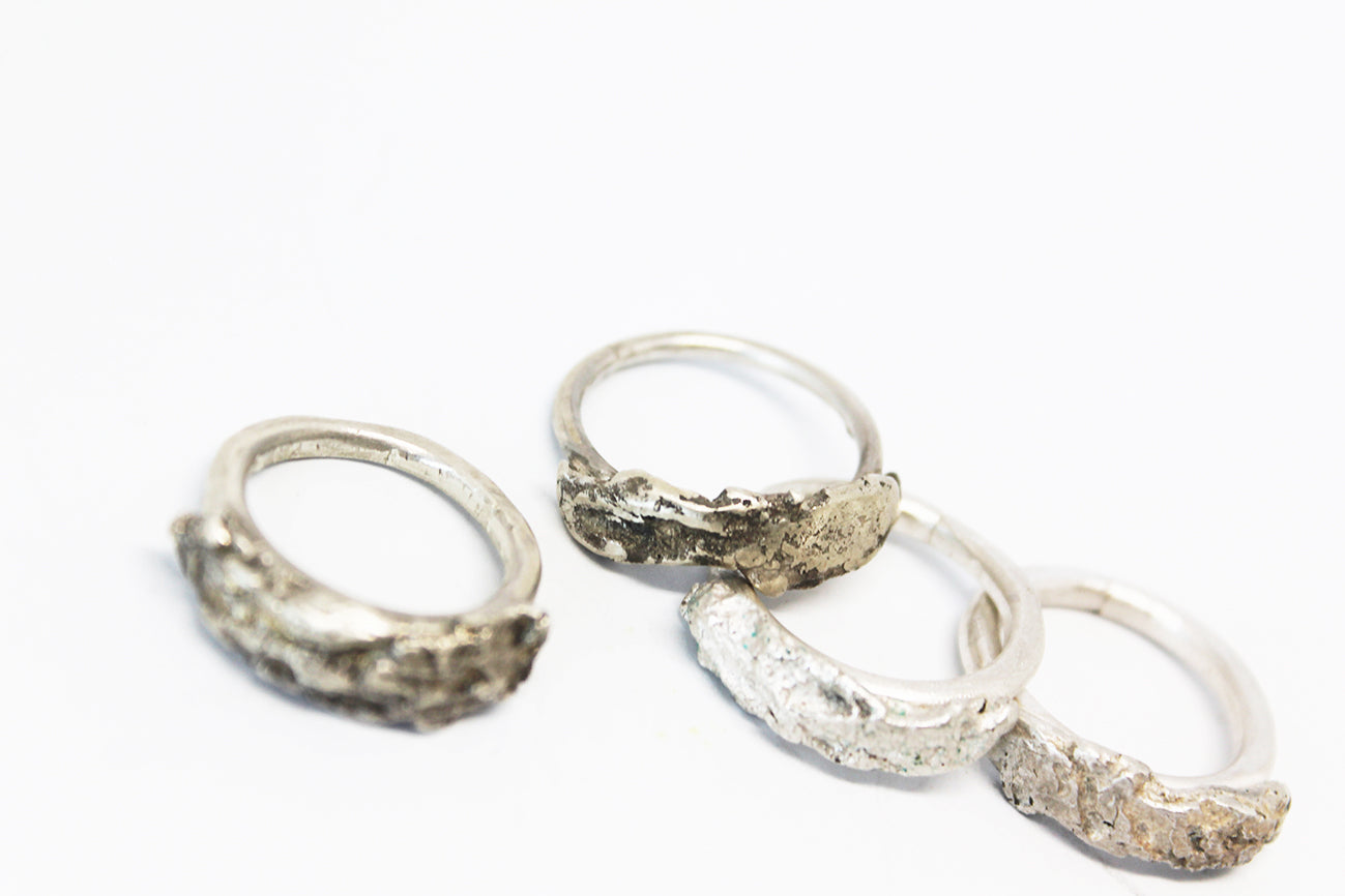 Big bold silver unique ring