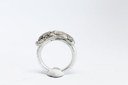 Big bold silver unique ring