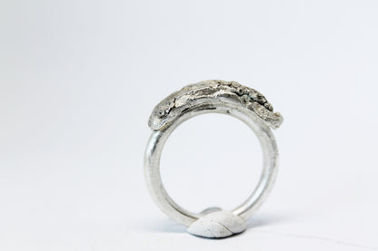 Big bold silver unique ring