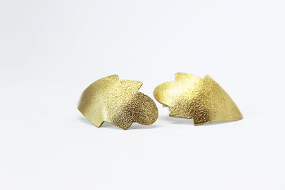 Unique mixed metal leafs earrings / different shapes