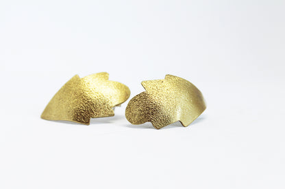 Unique mixed metal leafs earrings / different shapes
