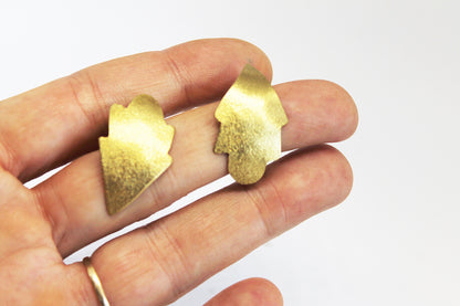 Unique mixed metal leafs earrings / different shapes