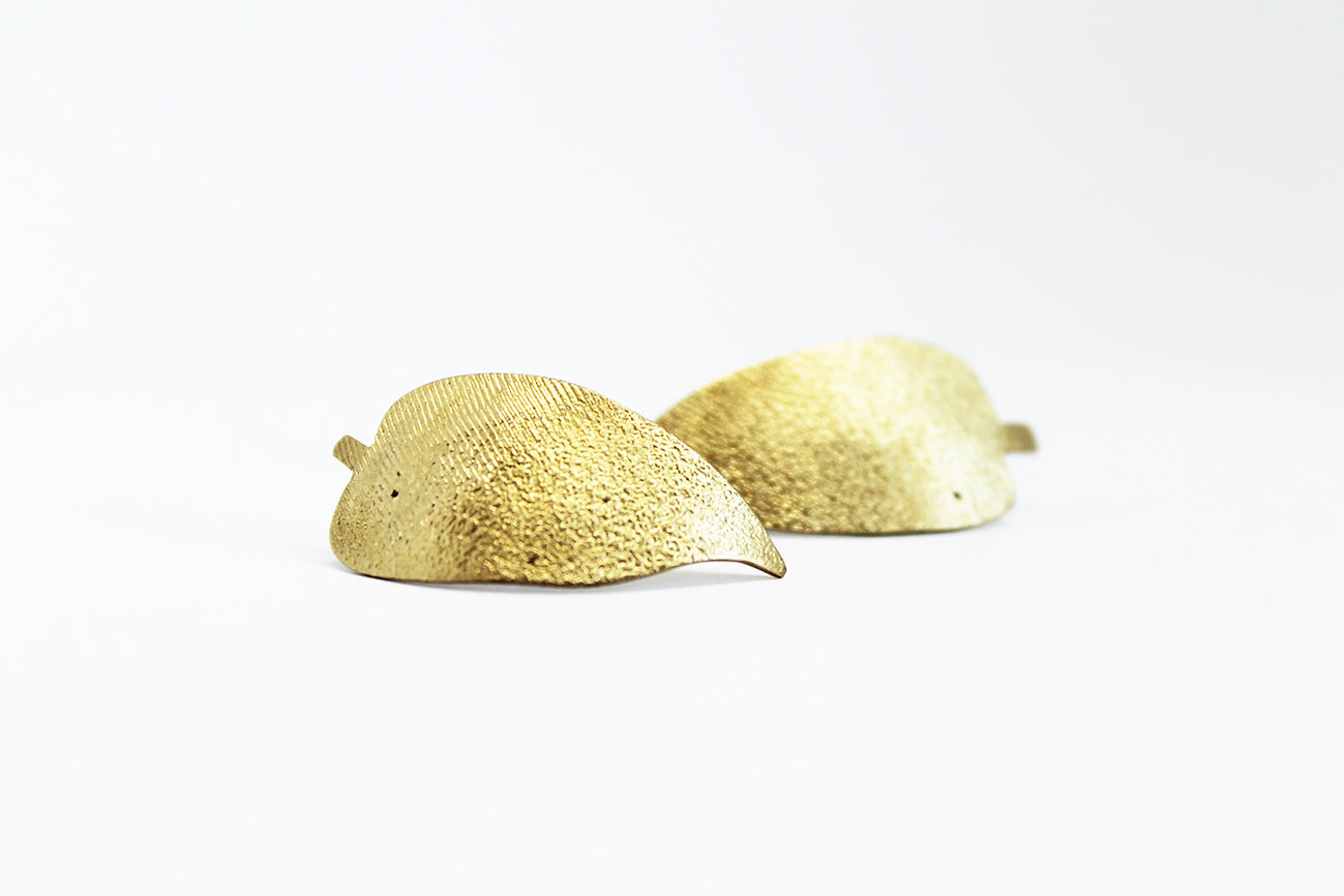 Unique mixed metal leafs earrings / different shapes