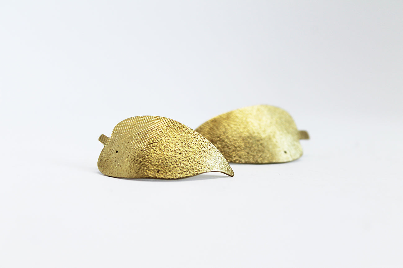 Unique mixed metal leafs earrings / different shapes