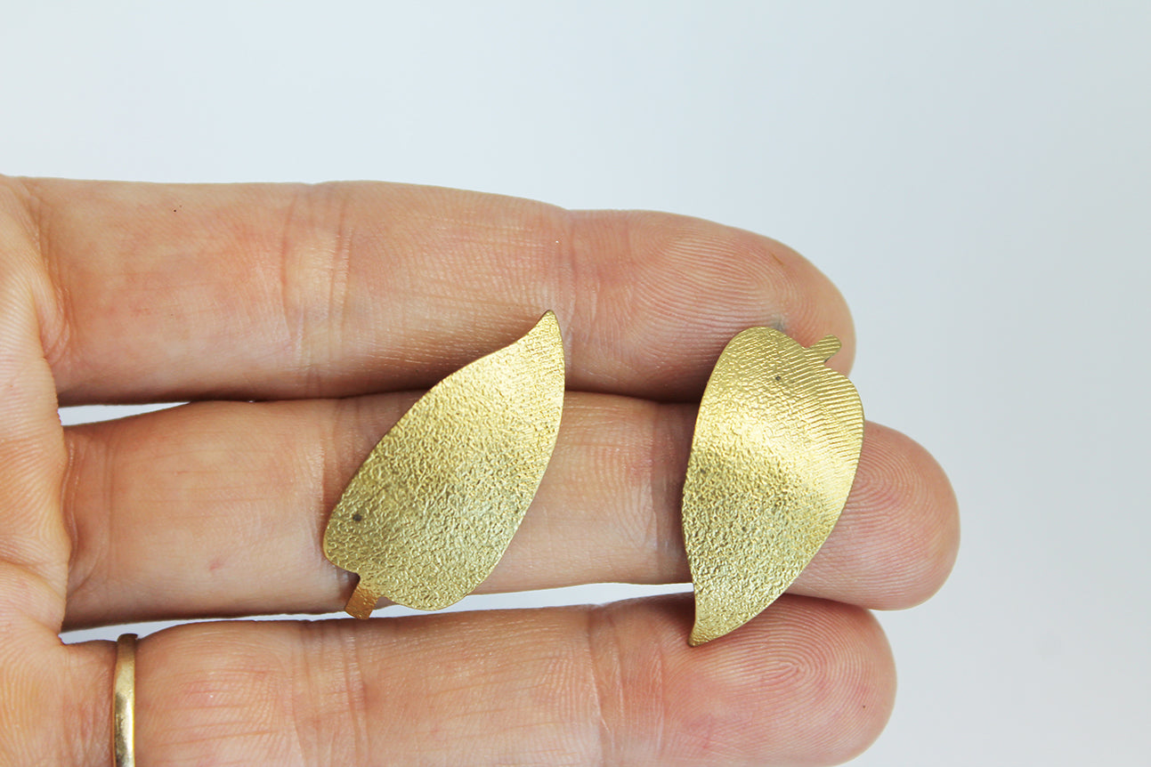 Unique mixed metal leafs earrings / different shapes