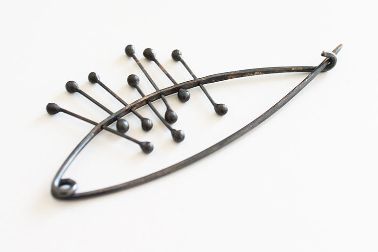 Black silver Pin Brooch / Red or Black