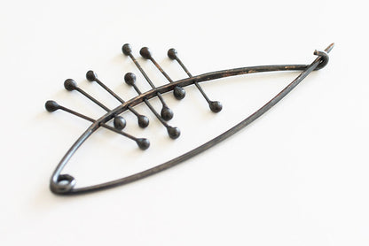 Black silver Pin Brooch / Red or Black