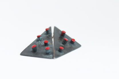 Bold edgy silver earrings / TriAngle