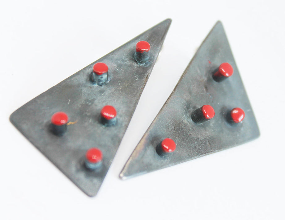 Bold edgy silver earrings / TriAngle