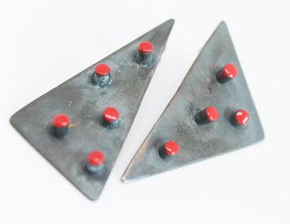 Bold edgy silver earrings / TriAngle