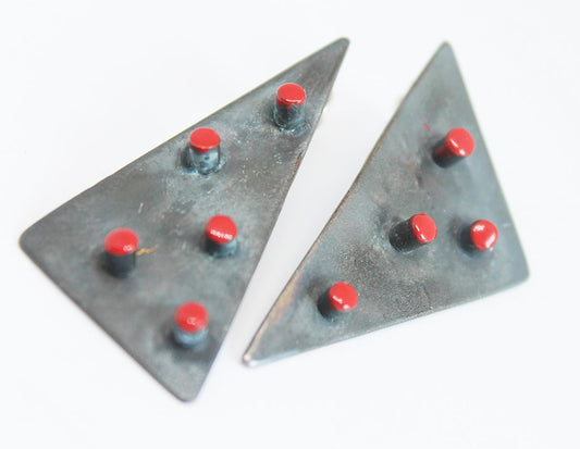 Bold edgy silver earrings / TriAngle