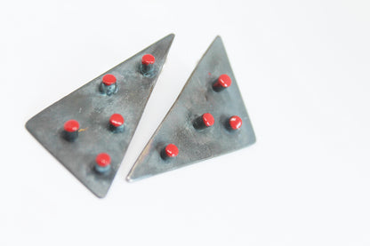 Bold edgy silver earrings / TriAngle