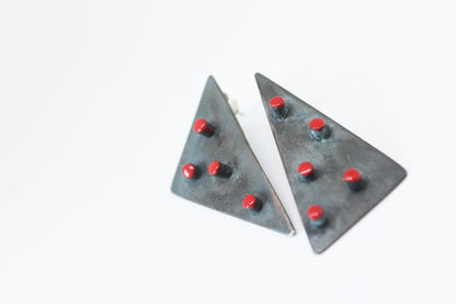 Bold edgy silver earrings / TriAngle